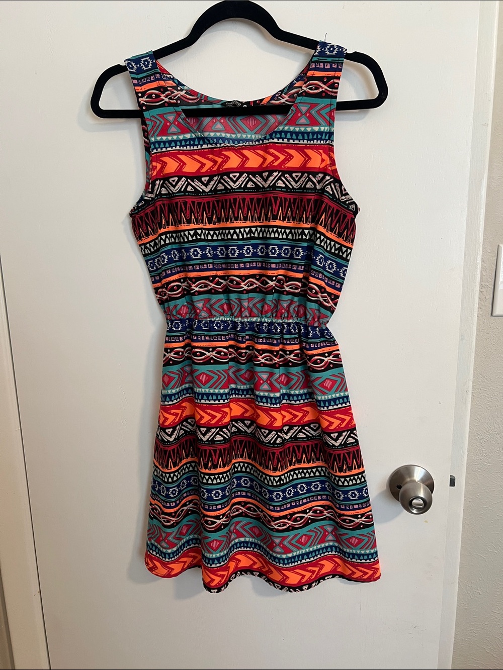 indulge Multicolor Tribal Print Sleeveless Mini Dress